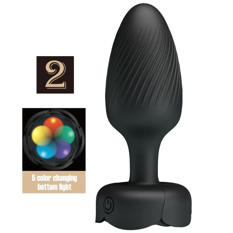 PRETTY LOVE - VARIAN ANAAL PLUG MET LED-LICHT ZWART 10,8 CM