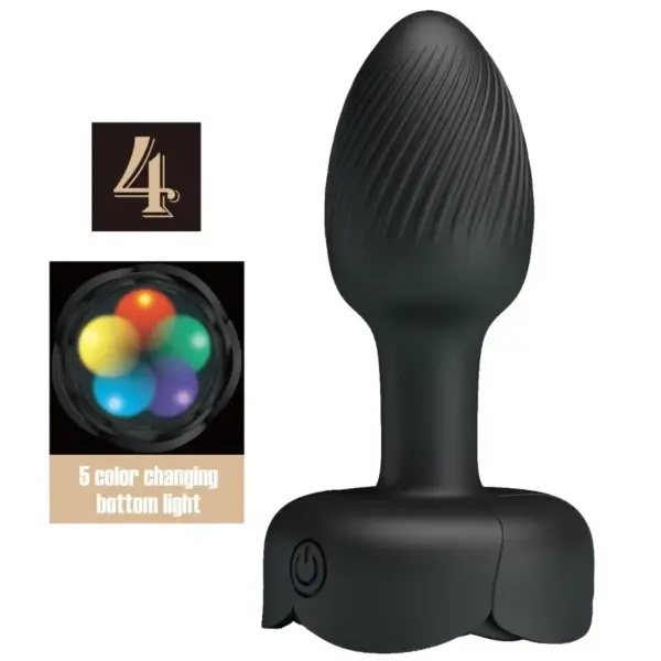 PRETTY LOVE - OLMAN ANAAL PLUG MET LED LICHT ZWART 8,8 CM