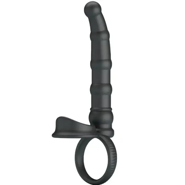 PRETTY LOVE - TATUM VIBRERENDE PENISRING MET PLUG 10 VIBRATIES ZWART