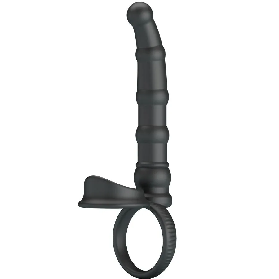 PRETTY LOVE - TATUM VIBRERENDE PENISRING MET PLUG 10 VIBRATIES ZWART