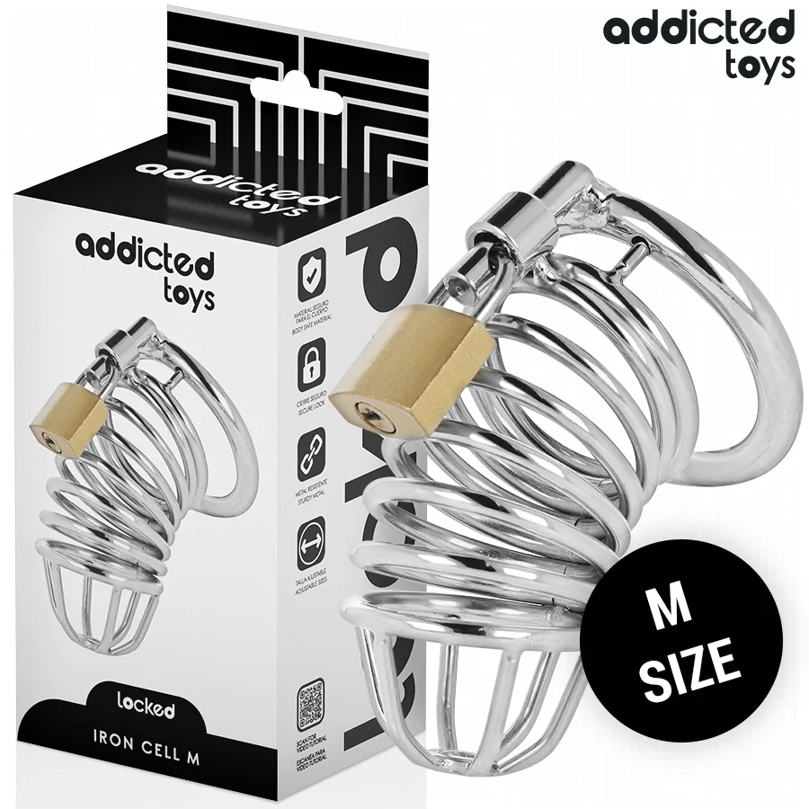 ADDICTED TOYS LOCKED - IJZEREN CEL METALEN PENIS KOOI MAAT M