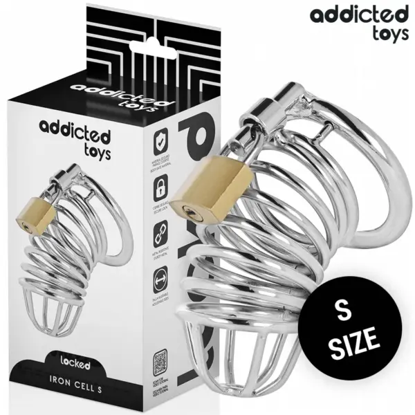 ADDICTED TOYS LOCKED - IJZEREN CEL METALEN PENIS KOOI 4 CM MAAT S