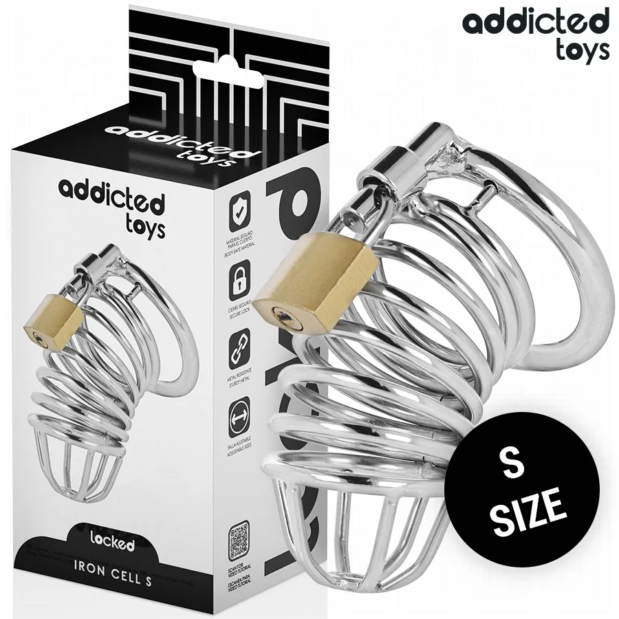 ADDICTED TOYS LOCKED - IJZEREN CEL METALEN PENIS KOOI 4 CM MAAT S