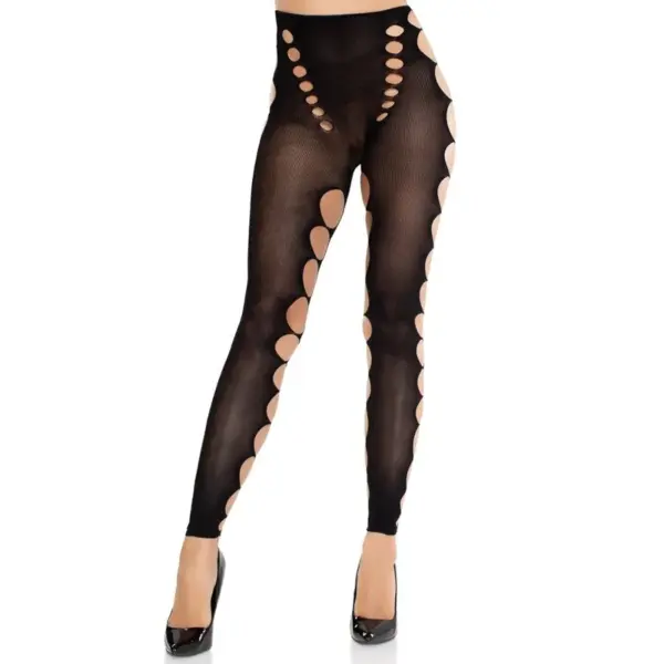 LEG AVENUE - NAADLOZE OPAQUE KOUSEN MET UITSPARING AAN DE VOETEN ZWART