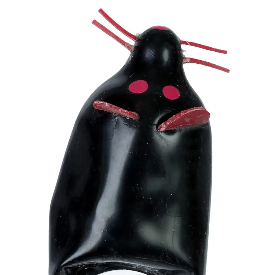 CONDOMERIE - HANDBESCHILDERDE NIEUWIGHEID CONDOOMS ZWARTE MUIS XL