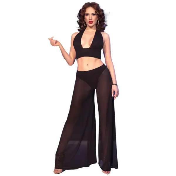 CHILIROSE - CR 4857 ZWARTE TOP EN BROEK SET MAAT M