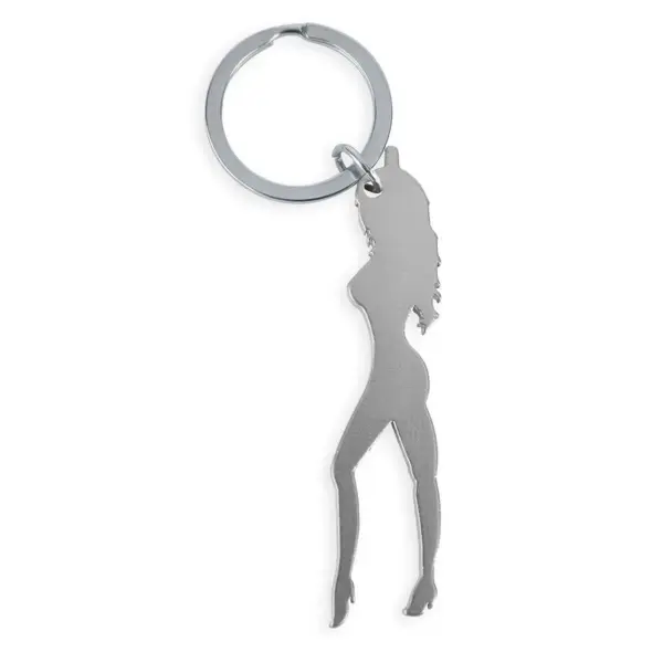DIABLO PICANTE - SLEUTELHANGER MET VROUWELIJK SILHOUET IN ZILVEREN KLEUR MET BIEROPENER