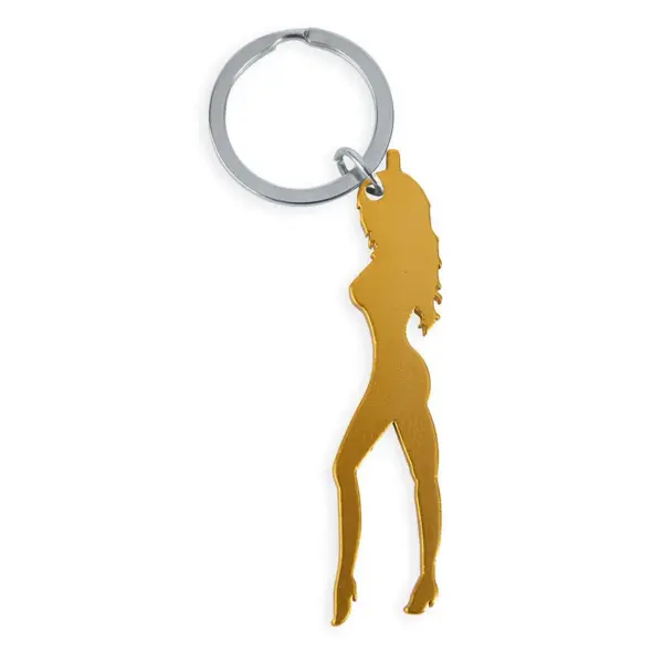 DIABLO PICANTE - SLEUTELHANGER MET VROUWELIJK SILHOUET IN GOUDKLEUR MET BIEROPENER