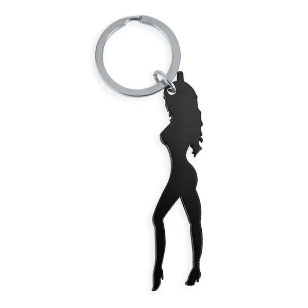 DIABLO PICANTE - SLEUTELHANGER MET VROUWELIJK SILHOUET IN ZWARTE KLEUR MET BIEROPENER