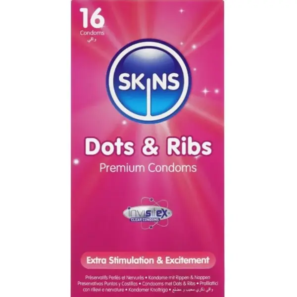 SKINS - DOTS & RIBS PREMIUM CONDOOMS PAK 16