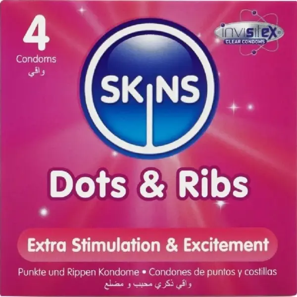 SKINS - DOTS & RIBS PREMIUM CONDOOMS PAK 4