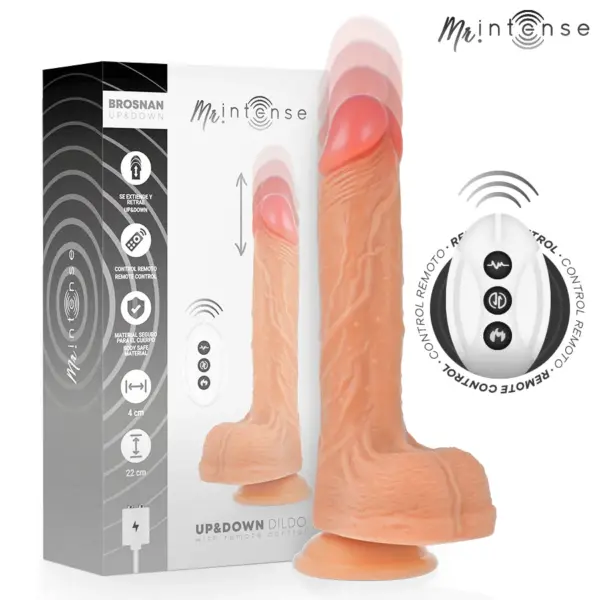 MR INTENSE - BROSNAN REALISTISCHE MULTIFUNCTIONELE MUZIEK MET VIBRATIE, AFSTANDSBEDIENING OMHOOG EN OMLAAG, 22 CM - OF - 4 CM