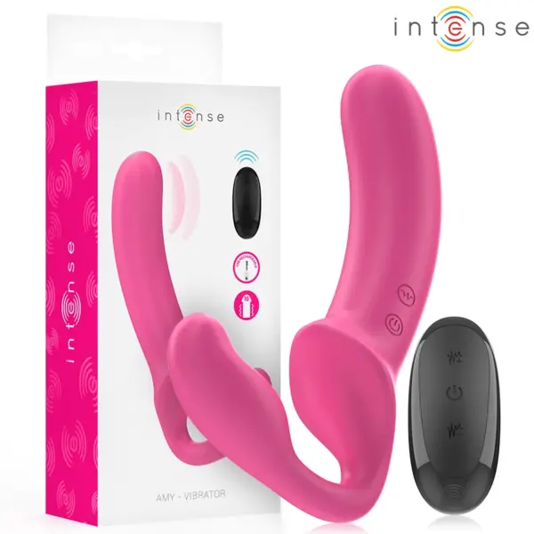 INTENSE - AMY DUBBELE VIBRATOR 20 CM ROZE AFSTANDSBEDIENING