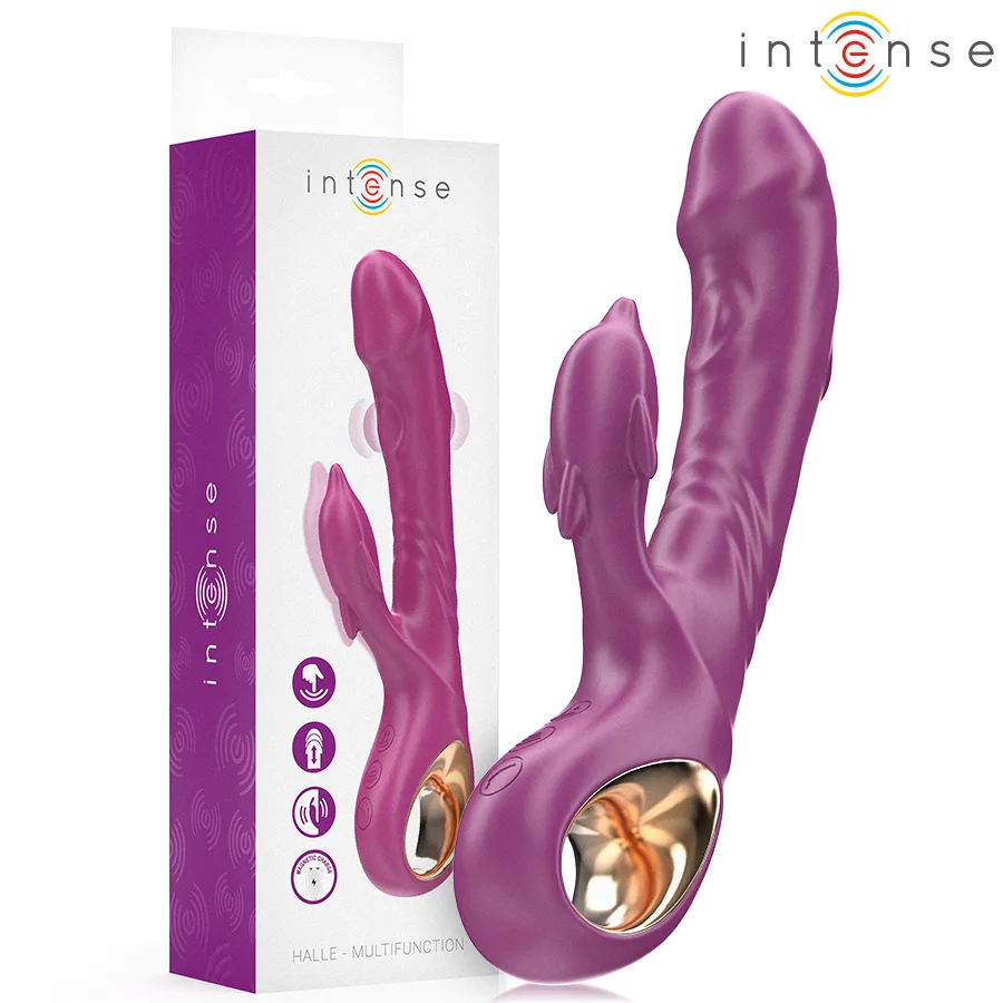 INTENSE - HALLE MULTIFUNCTIONELE VIBRATOR MET DOLFIJN STIMULERENDE TONG PAARS