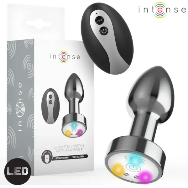 INTENSE - VIBRERENDE METALEN ANAALPLUG MET LED-LAMPJES EN AFSTANDSBEDIENING - MAAT S