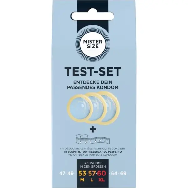 MISTER SIZE - TESTSET 3 VERSCHILLENDE MATEN CONDOOMS + MEETLINT