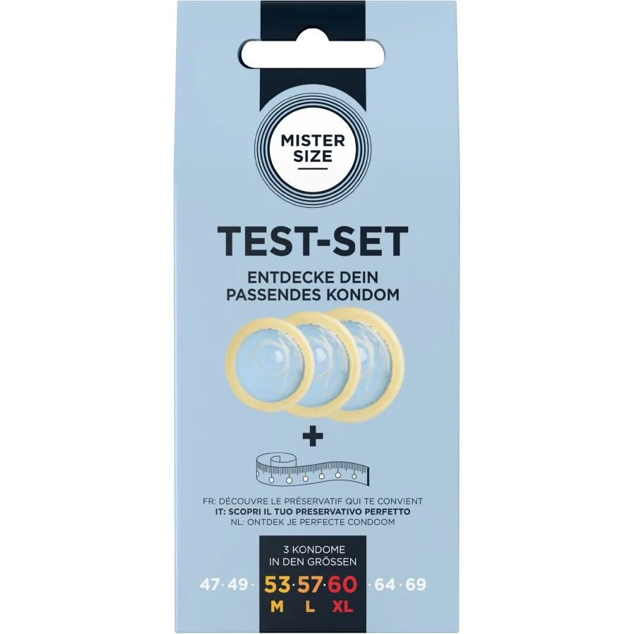 MISTER SIZE - TESTSET 3 VERSCHILLENDE MATEN CONDOOMS + MEETLINT
