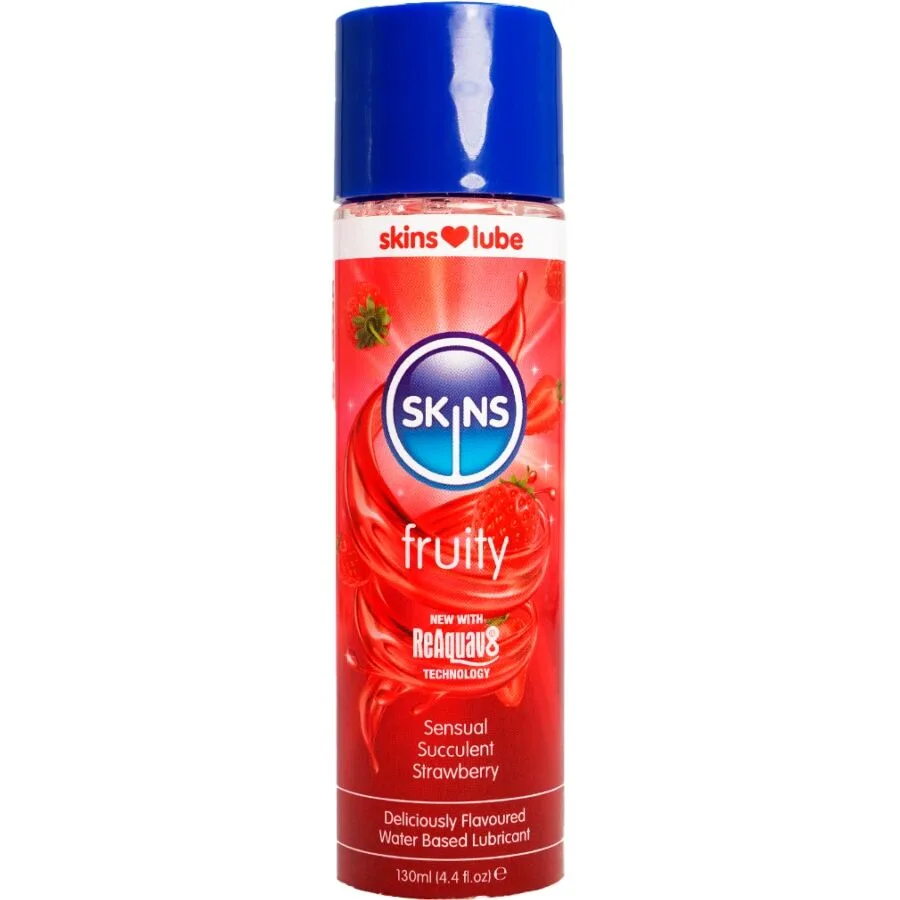 SKINS - FRUITIG GLIJMIDDEL OP WATERBASIS, AARDBEI 130 ML