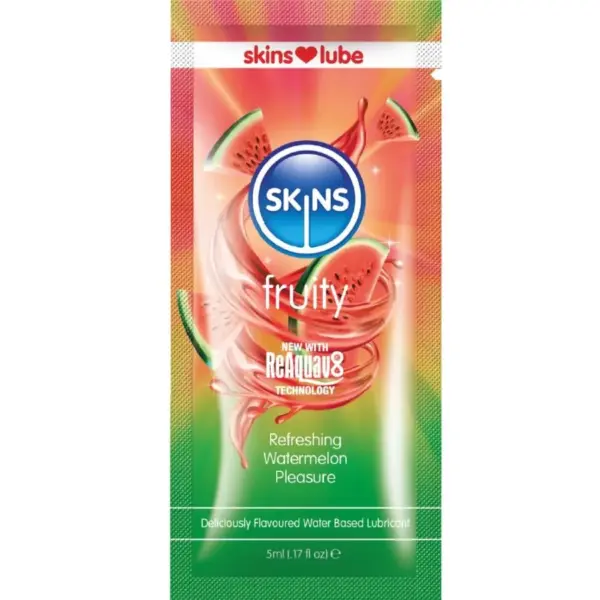 SKINS - FRUITIG GLIJMIDDEL OP WATERBASIS WATERMELOEN EENMALIGE DOSIS 5 ML