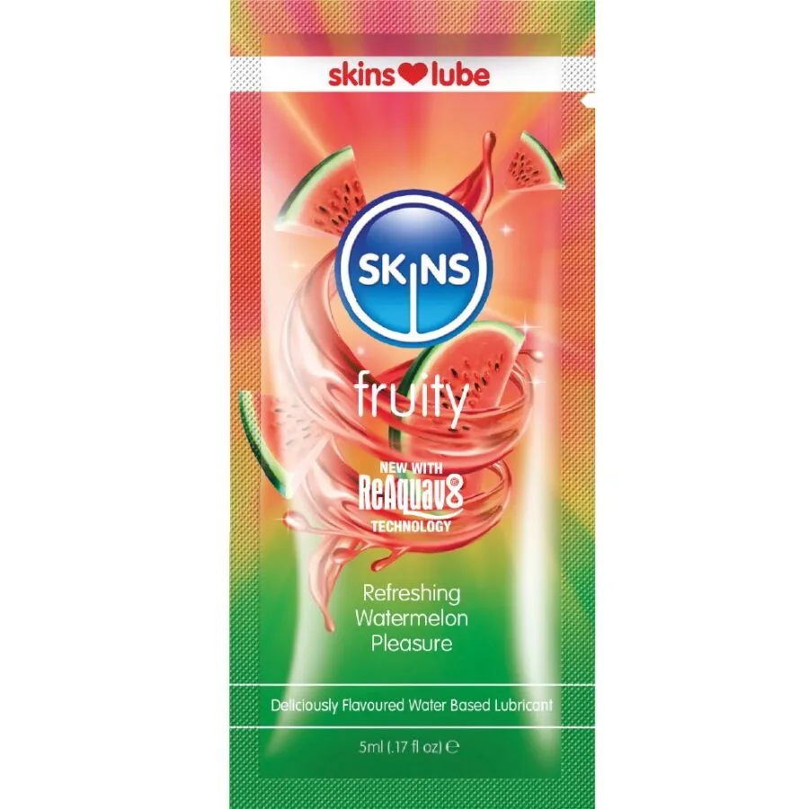 SKINS - FRUITIG GLIJMIDDEL OP WATERBASIS WATERMELOEN EENMALIGE DOSIS 5 ML