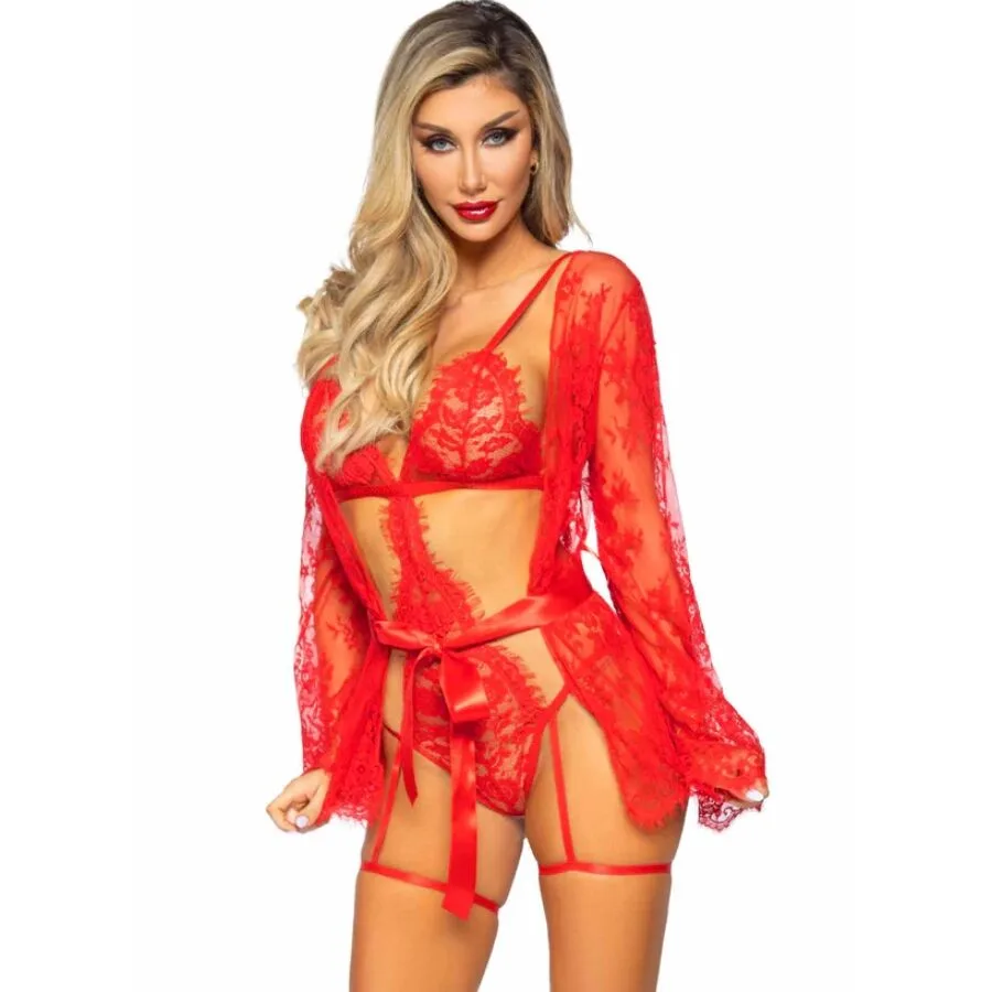 LEG AVENUE - 86123 TEDDY + KORRELSJURKSET ROOD MAAT M