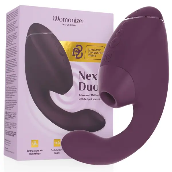 WOMANIZER - DUO NEXT DUBBELE CLITORIS- & G-SPOTSTIMULATOR DONKERPAARS