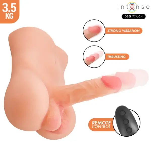 INTENSE DEEP TOUCH - DAMIEN TORSO MET REALISTISCHE DILDO MET DUW- EN VIBRATIEFUNCTIE, AFSTANDSBEDIENING, 3,5 KG