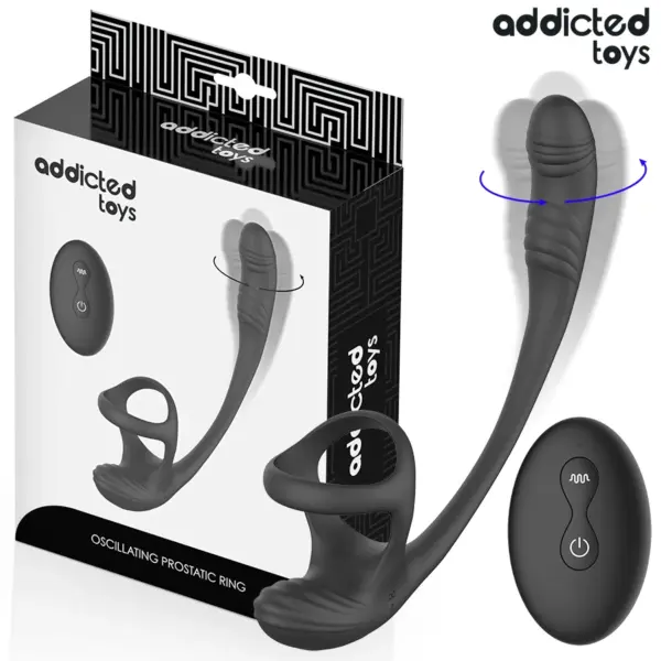 ADDICTED TOYS - ANALE PLUG MET VIBRATIE, 360º BEWEGING EN TESTIKELSTIMULATOR