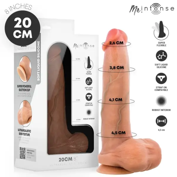 MR INTENSE - BRUCE M SILICONE DILDO MET TESTIKELS 20 CM -Ø- 4,5 CM