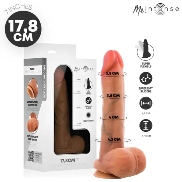 MR INTENSE - GARY S ULTRA-REALISTISCHE SILICONEN PIK MET TESTIKELS 17,8 CM -Ø- 4,2 CM