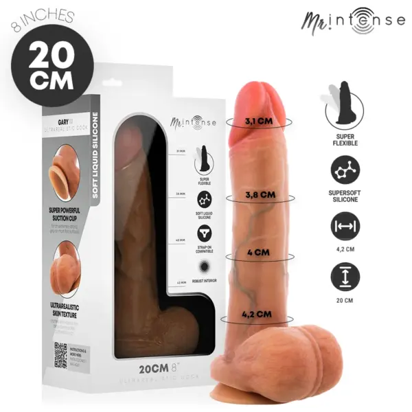 MR INTENSE - GARY M ULTRA-REALISTISCHE SILICONEN PIK MET TESTIKELS 20 CM -Ø- 4,2 CM