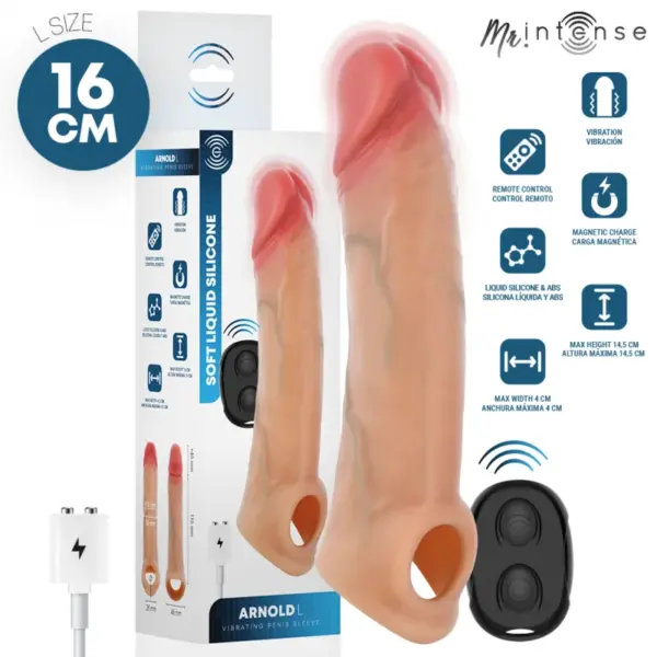 MR INTENSE - ARNOLD L VIBRATOR SILICONEN PENISHOES MET AFSTANDSBEDIENING 16 CM -Ø- 4,5 CM