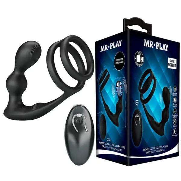 MR PLAY - VIBRERENDE ANALE PLUG MET PENISRING EN AFSTANDSBEDIENING