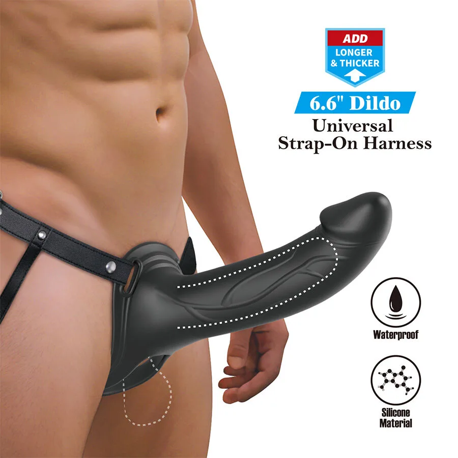 PRETTY LOVE - LONDON UNIVERSEEL HARNAS MET SILICONEN STRAP-ON DILDO ZWART 16,8 CM