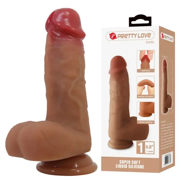 PRETTY LOVE - CURTIS REALISTISCHE DILDO MET ZUIGNAP 17,3 CM -Ø- 4,2 CM