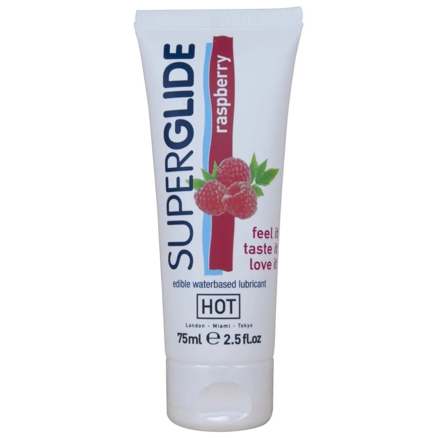 HOT - SUPERGLIDE EETBAAR GLIJMIDDEL OP WATERBASIS MET FRAMBOOSSMAAK 75 ML
