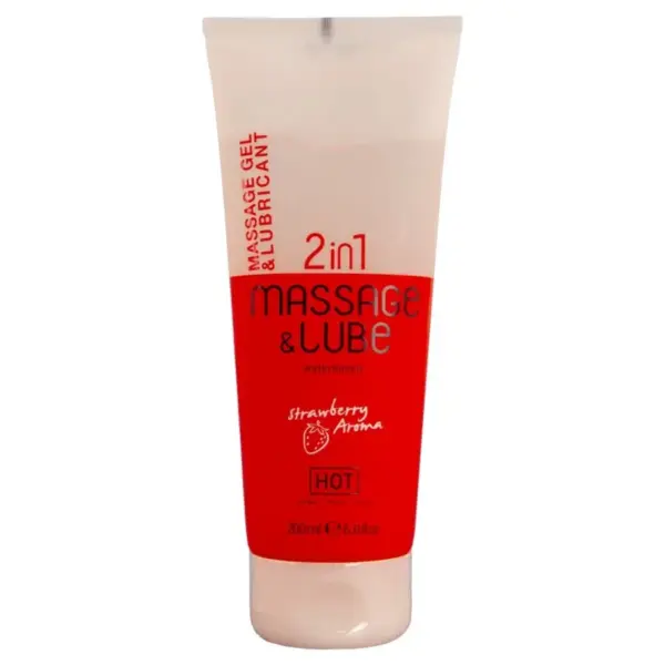 HOT - MASSAGE & GLIDE GEL 2-IN-1 AARDBEI 200 ML