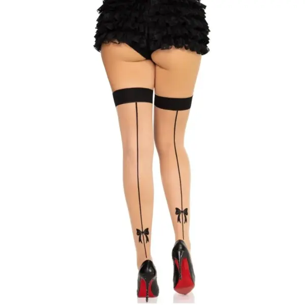 LEG AVENUE - 1963 SPANDEX KOUSEN MET NAAD AAN DE ACHTERKANT, ZWART - ONE SIZE