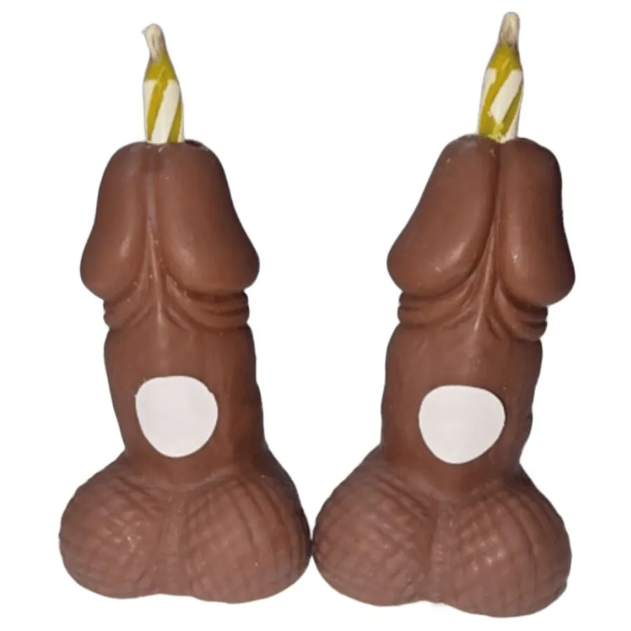 DIABLO PICANTE - PENIS VERJAARDAGSNUMMER KAARSEN DONKERE TINT 2 STUKS