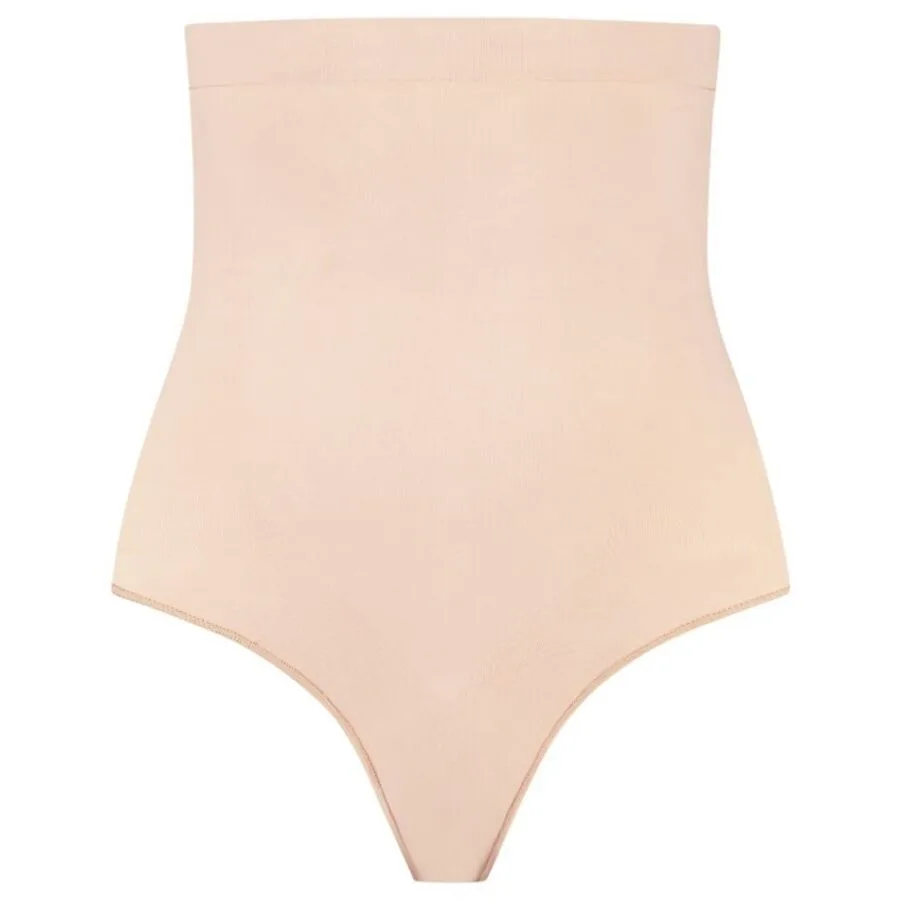 BYE-BRA - SOFT TOUCH SEAMLESS HIGH WAIST THONG BEIGE SIZE XL