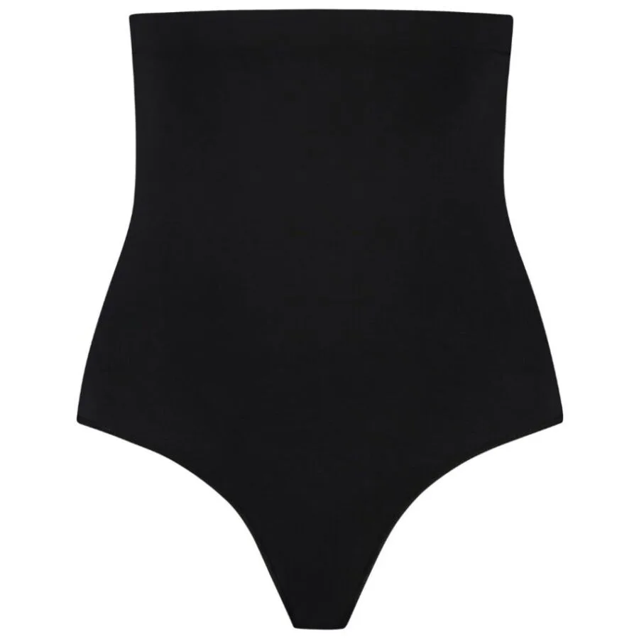 BYE-BRA - SOFT TOUCH SEAMLESS HIGH WAIST THONG BLACK SIZE M