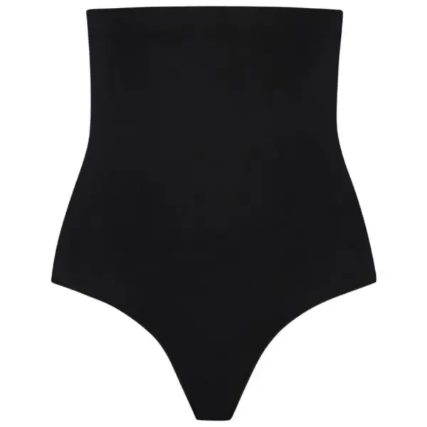 BYE-BRA - ZACHTE, NAADLOZE STRING MET HOGE TAILLE, ZWART, MAAT XXL