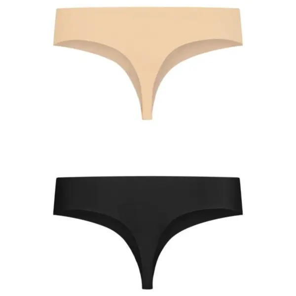 BYE-BRA - INVISIBLE THONG 2 PACK BEIGE & BLACK SIZE L