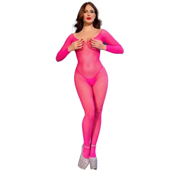 CHILIROSE - CR 4894 NEON ROZE MESH BODYSTOCKING S/M