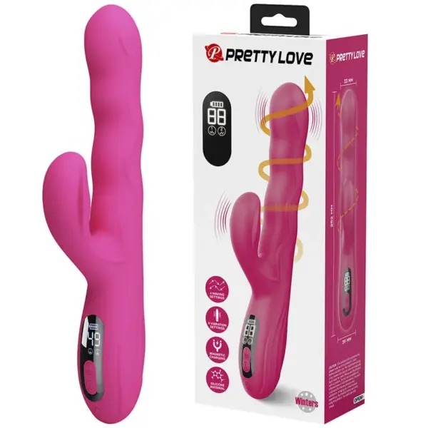 PRETTY LOVE - WINTERS MULTIFUNCTIONELE KONIJNENVIBRATOR MET LED-DISPLAY ROZE