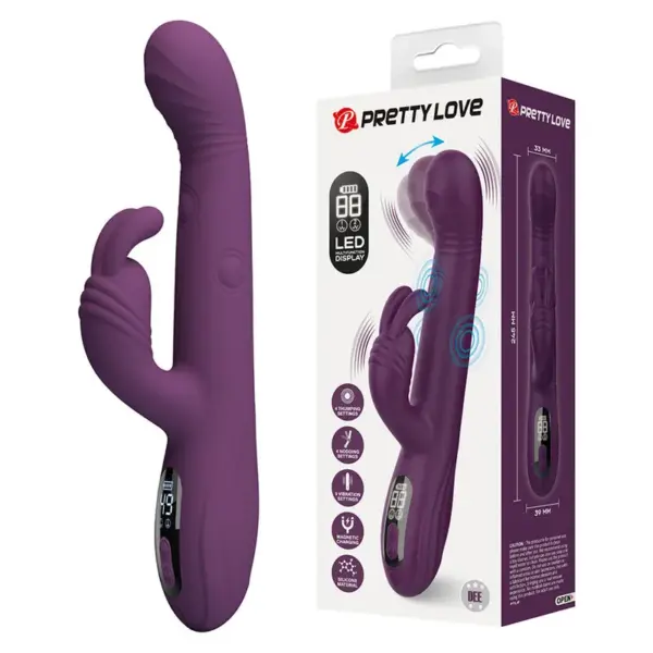 PRETTY LOVE - DEE MULTIFUNCTIONELE KONIJNVIBRATOR MET OSCILLATIE- EN PERCUSSIEMOTIE PAARS