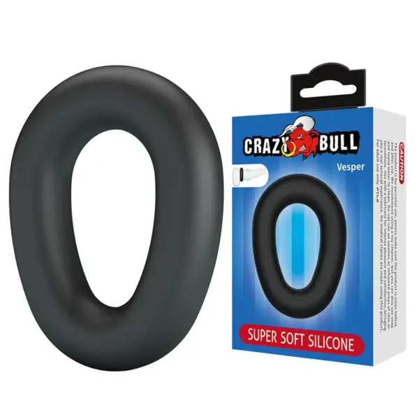 CRAZY BULL - VEPER SUPER SOFT SILICONEN PENISRING ZWART