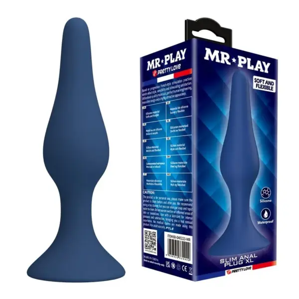 MR PLAY - CONISCHE SILICONEN ANALE PLUG BLAUW XL