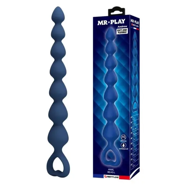 MR PLAY - BLAUWE SILICONEN ANALE KRALEN & ANALE PLUG 26,7 CM