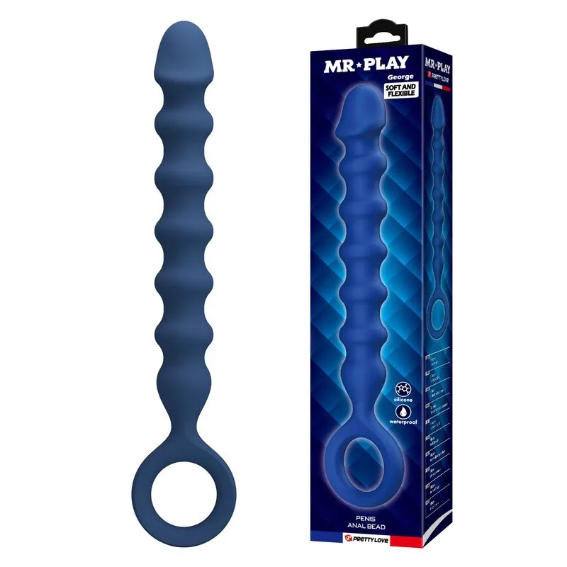 MR PLAY - BLAUWE SILICONEN ANALE KRALEN & ANALE PLUG - Ø - 3,4 CM - 28,5 CM